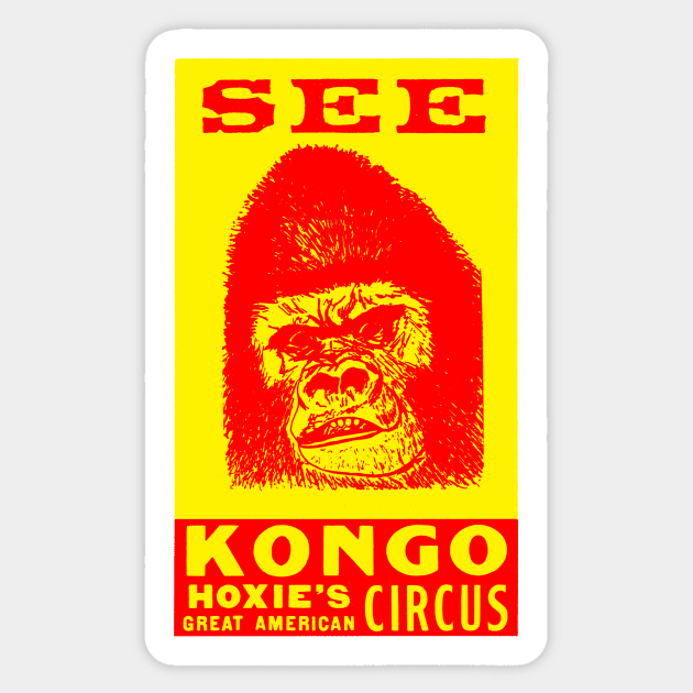 Kongo The Circus Gorilla - For Dark Background Sticker by MatchbookGraphics